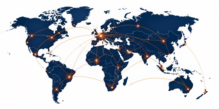 carte mondiale de connexions lumineuses